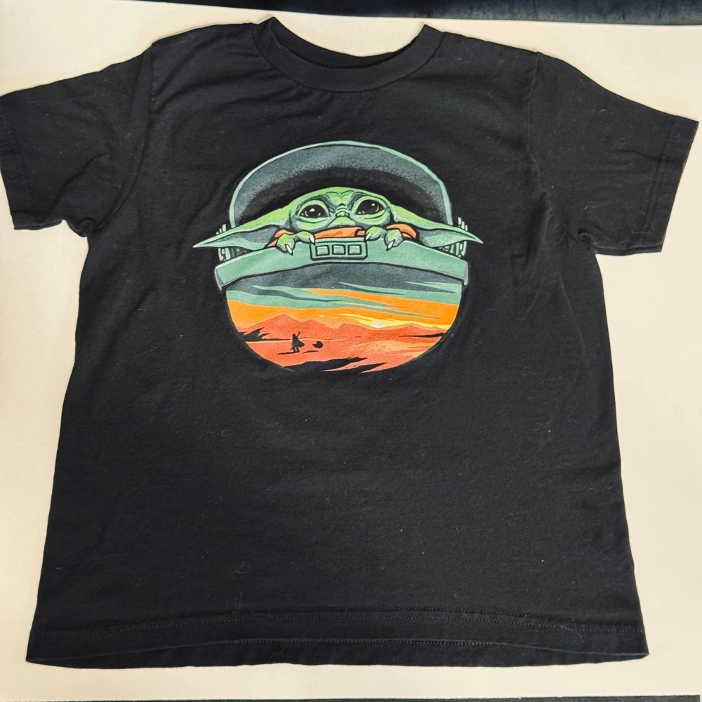Star Wars Kids Baby Yoda Grogu Graphic T-Shirt Black Fifth Sun Size youth M